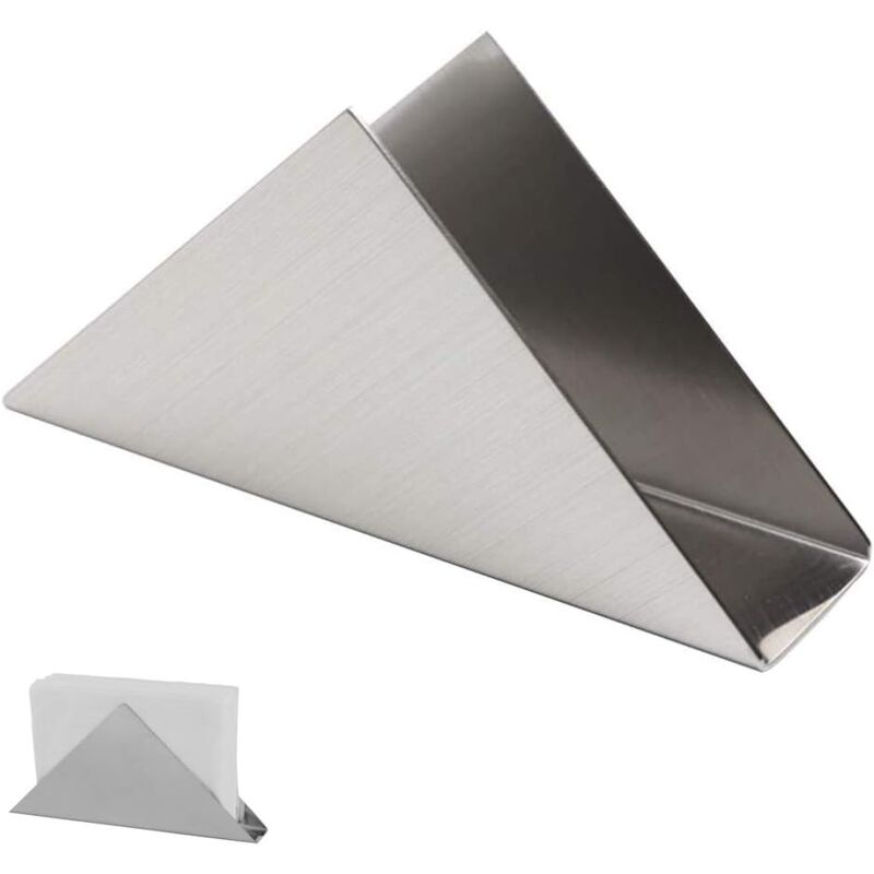 foto del prodotto porta tovaglioli da tavolo in acciaio inox, porta tovaglioli verticale europeo, porta tovaglioli triangolare in acciaio inox simplicity durevole per