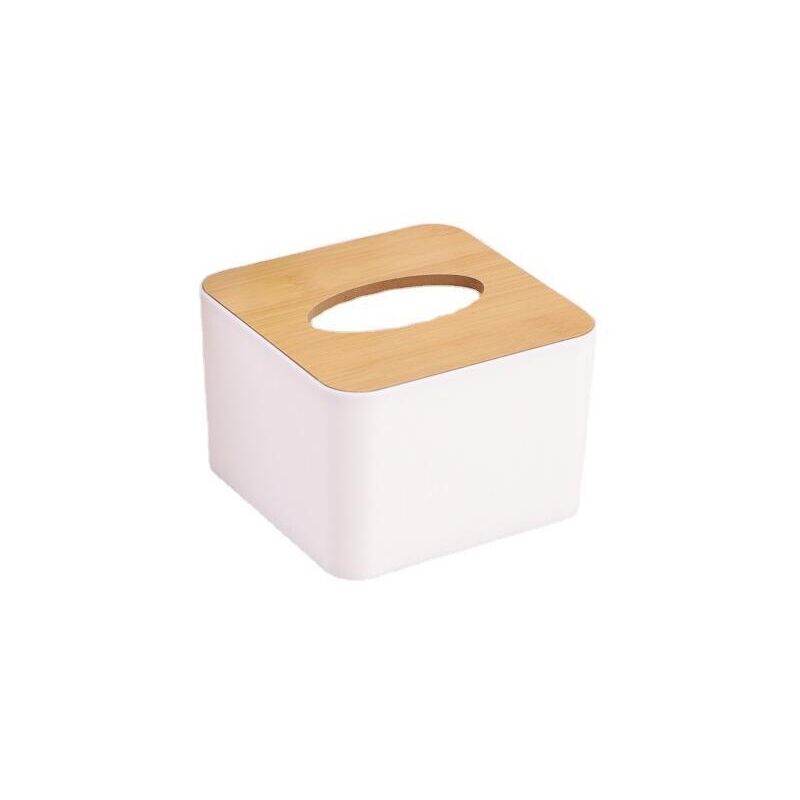 foto del prodotto porta tovaglioli di carta, porta tovaglioli quadrato, porta carta velina, organizer da tavolo, porta telecomando con coperchio in legno per casa e