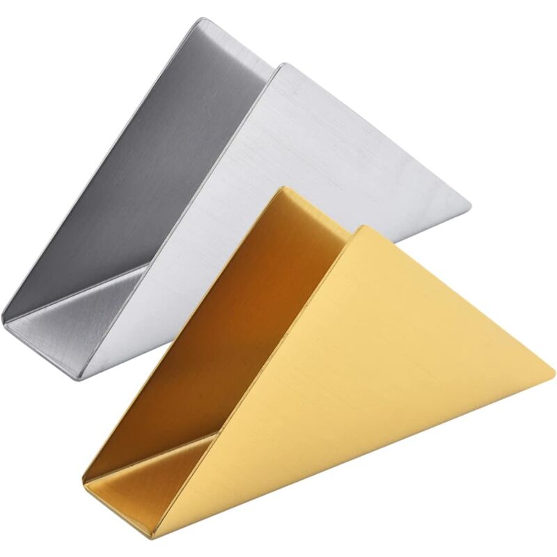 foto del prodotto porta tovaglioli in acciaio inox, 2 pezzi porta tovaglioli di carta triangolare semplice e moderno per cucina, tavolo da pranzo, ristorante, bar,