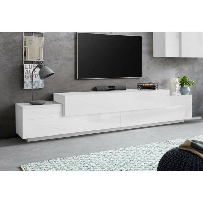 foto del prodotto porta tv corona moderno 240 bianco e bianco laccato