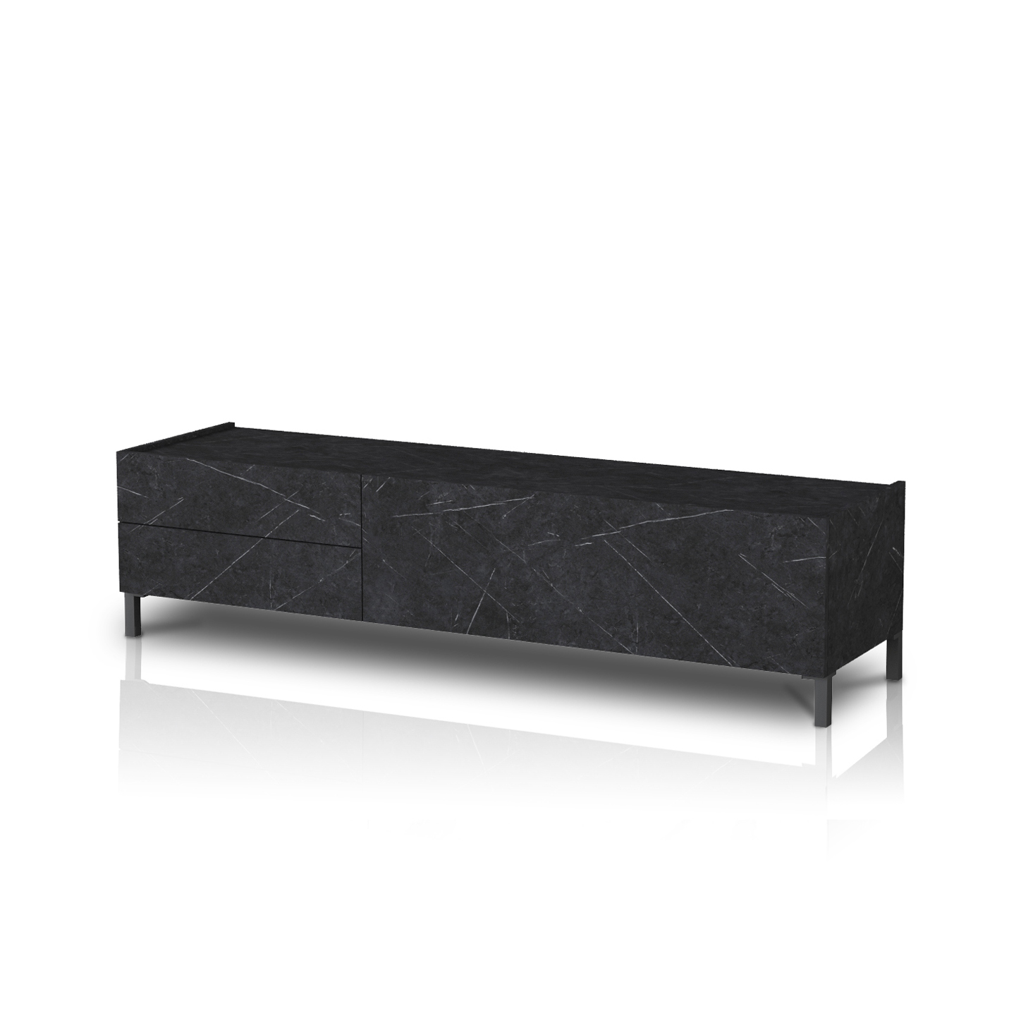 foto del prodotto porta tv effetto legno finitura marmo nero cm. h.42 x l.160 x p.40