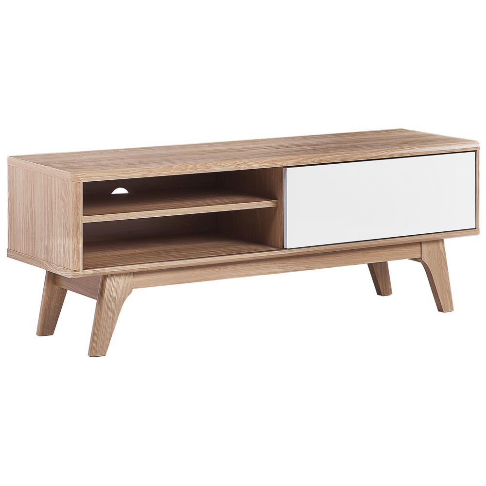 foto del prodotto porta tv in legno scuro 2 scomparti pannello bianco 44 x 117 x 35 cm buffalo