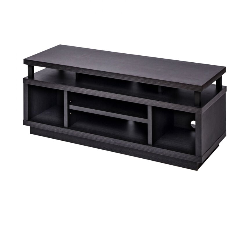 foto del prodotto porta tv mobile tv tv porta tv in legno porta tv con 5 ripiani aperti tv fino a 43, legno massello, fori passacavi, ufficio, soggiorno tv cabinet