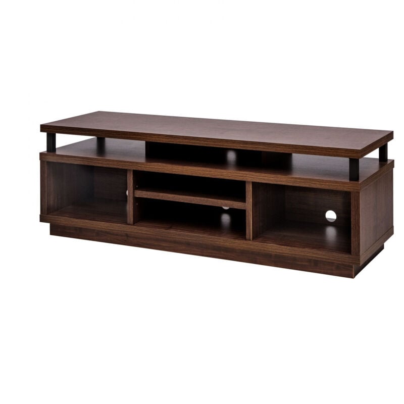 foto del prodotto porta tv mobile tv tv porta tv in legno porta tv con 5 ripiani aperti tv fino a 55, legno massello, fori passacavi, ufficio, soggiorno tv cabinet