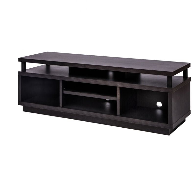 foto del prodotto porta tv mobile tv tv porta tv in legno porta tv con 5 ripiani aperti tv fino a 55, legno massello, fori passacavi, ufficio, soggiorno tv cabinet