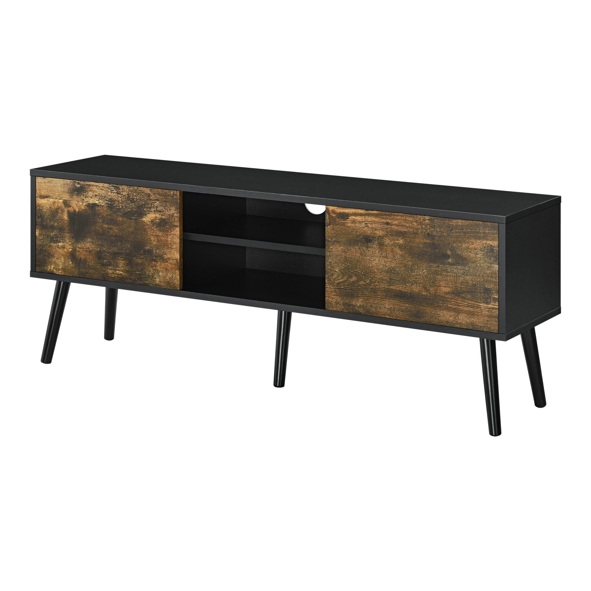 foto del prodotto porta tv porta tv 120 cm gambe in legno rivestimento in pvc nero legno scuro 03 0005865