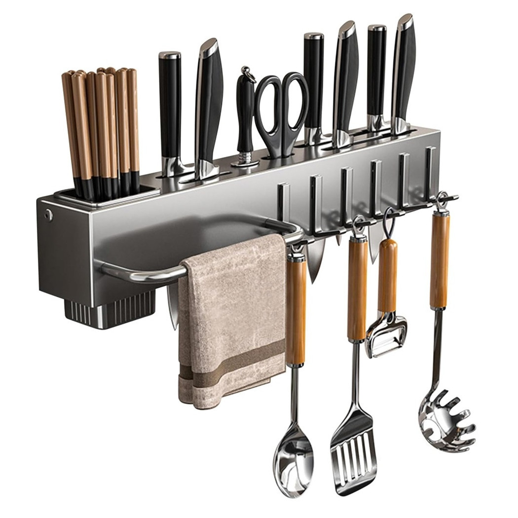 foto del prodotto porta utensili con 6 ganci adesivo appendi mestoli porta coltelli gadget da cucina trade shop traesio