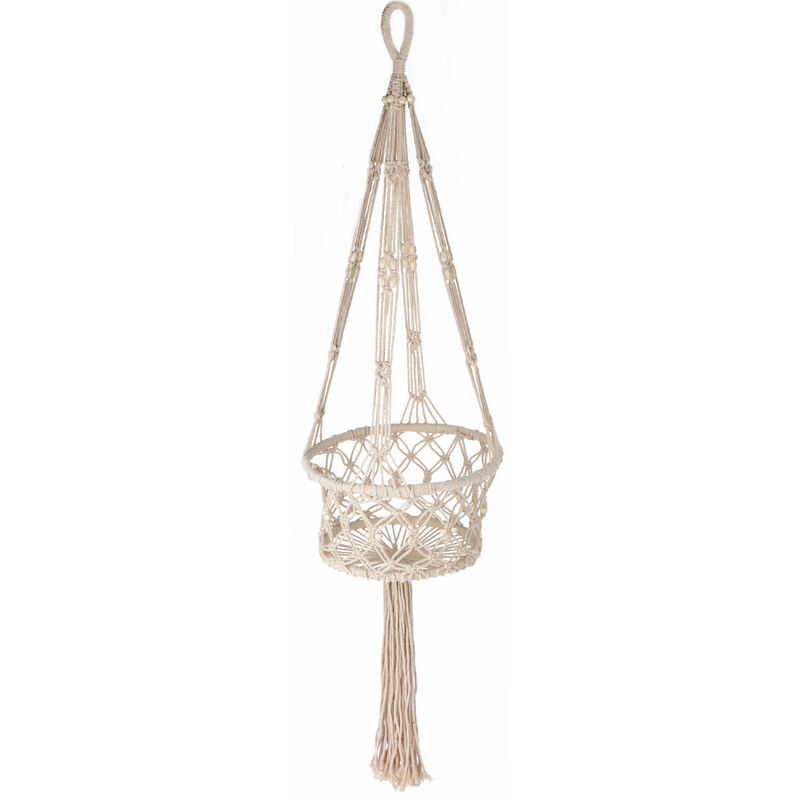 foto del prodotto porta vaso decorativo per interno ed esterno in macram appendibile h 45 cm