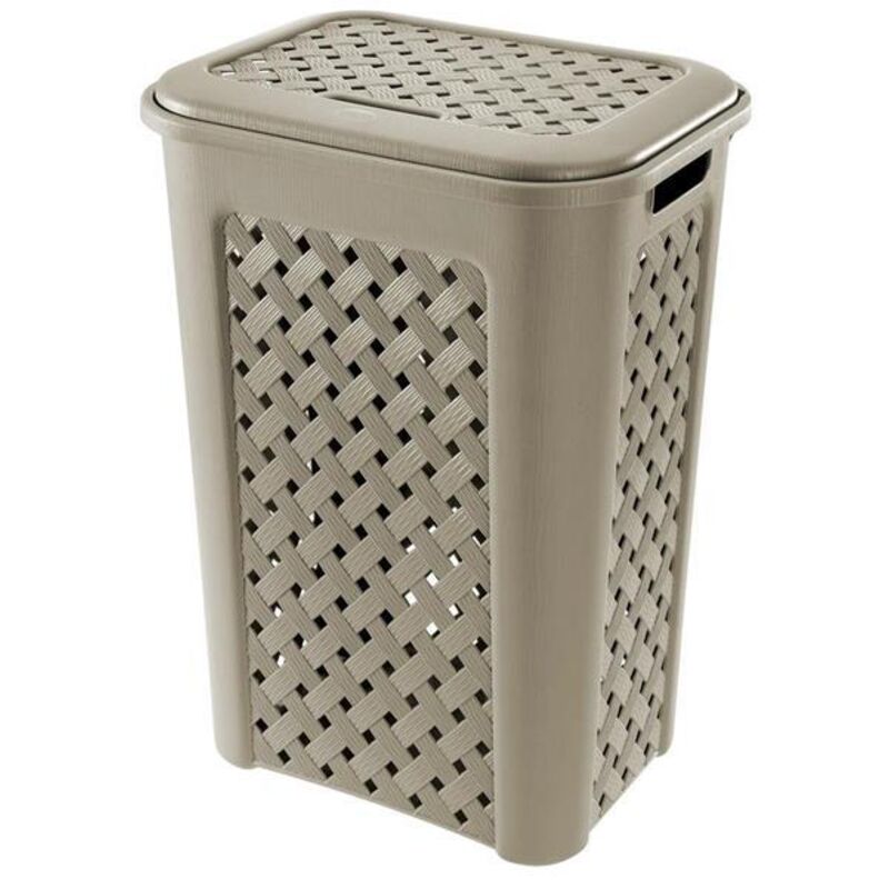 foto del prodotto portabiancheria con coperchio e manici integrati 50 litri color talpa 50 l 43.5 x 33.5 x h 55 cm fantasia a treccia