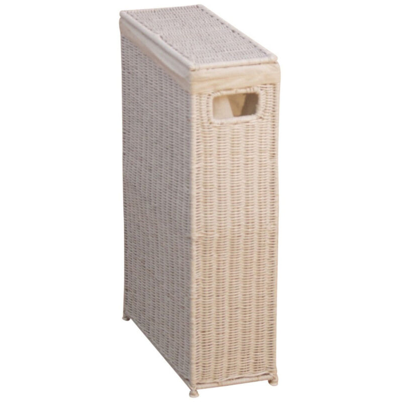 foto del prodotto portabiancheria con coperchio removibile in rattan bianco dec05026