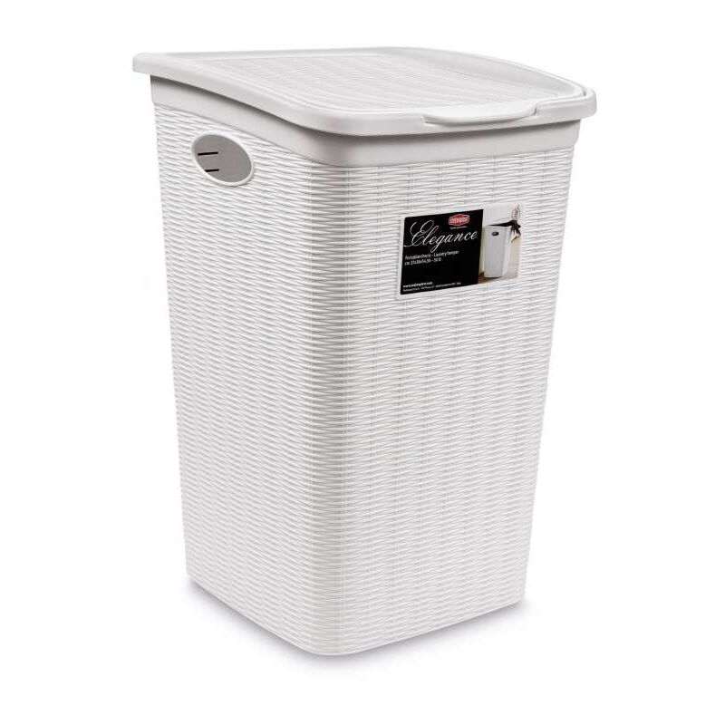 foto del prodotto portabiancheria elegance bianca design intrecciato 50l 37x38x54,5h cm stefanplast