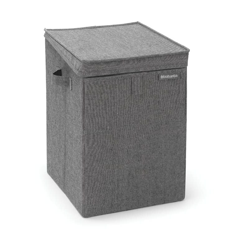 foto del prodotto portabiancheria impilabile - salvaspazio per la separazione - apertura frontale e superiore - facile da riempire e svuotare - ampio volume - facile da spostare - pepper black - 35l - brabantia