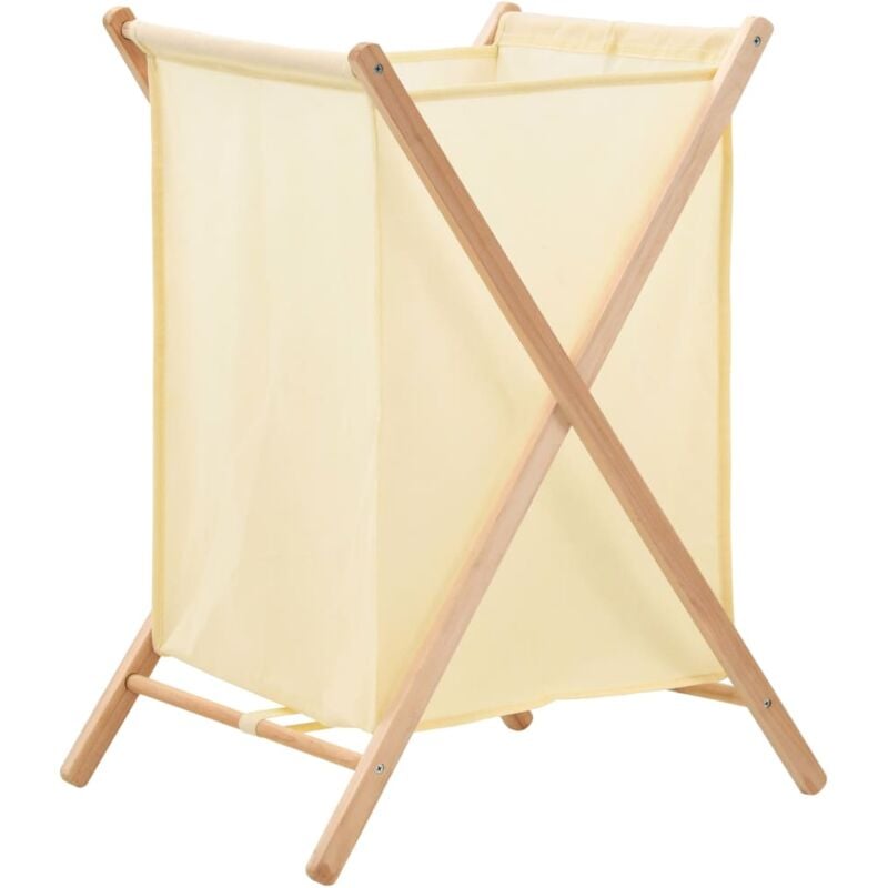 foto del prodotto portabiancheria in legno di cedro e tessuto beige 42x41x64 cm vidaxl