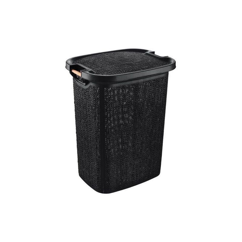 foto del prodotto portabiancheria manici legno 60lt nero