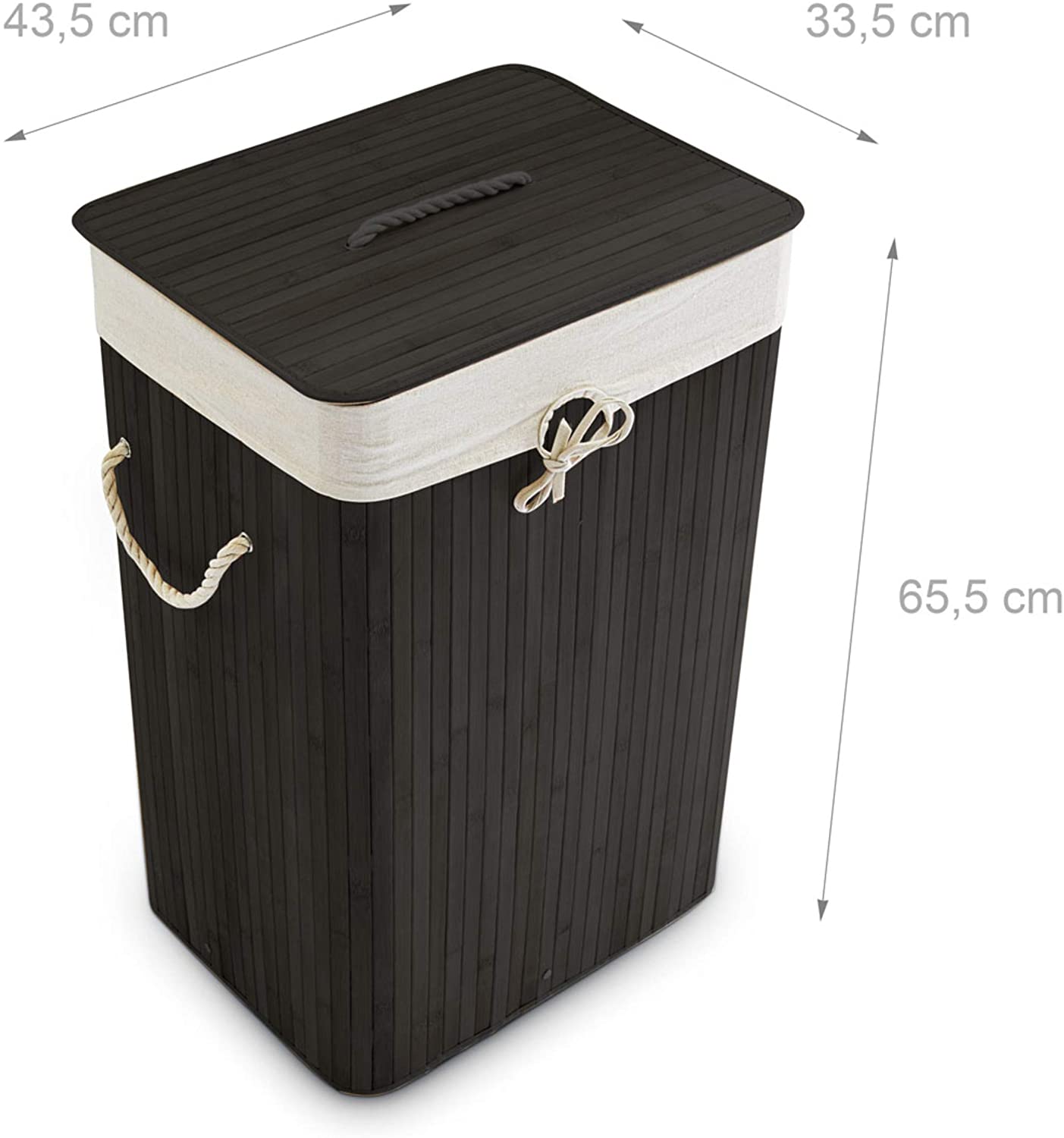 foto del prodotto portabiancheria rettangolare con sacco in cotone 65,5 cm bamb nero 13 0001905 5