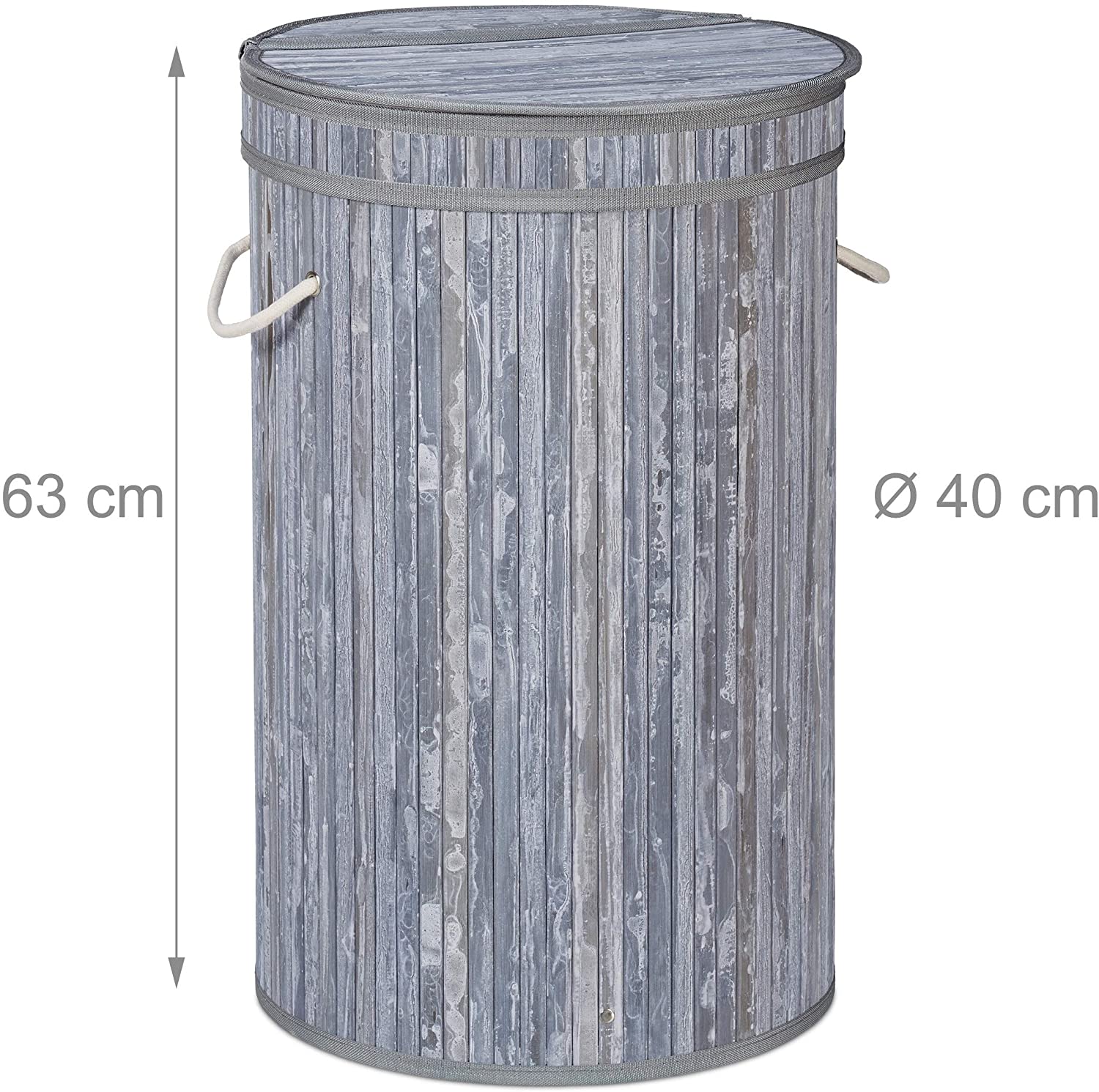 foto del prodotto portabiancheria rotondo con coperchio 63 cm bamb grigio 13 0000819