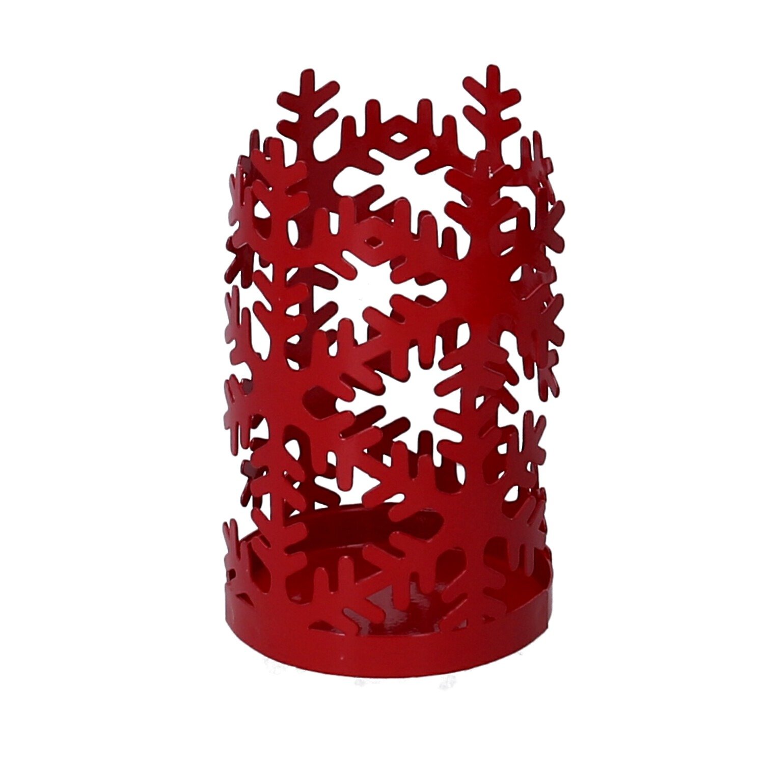 foto del prodotto portabicchiere natalizio fiocchi di neve in metallo rosso 8 h 20 cm