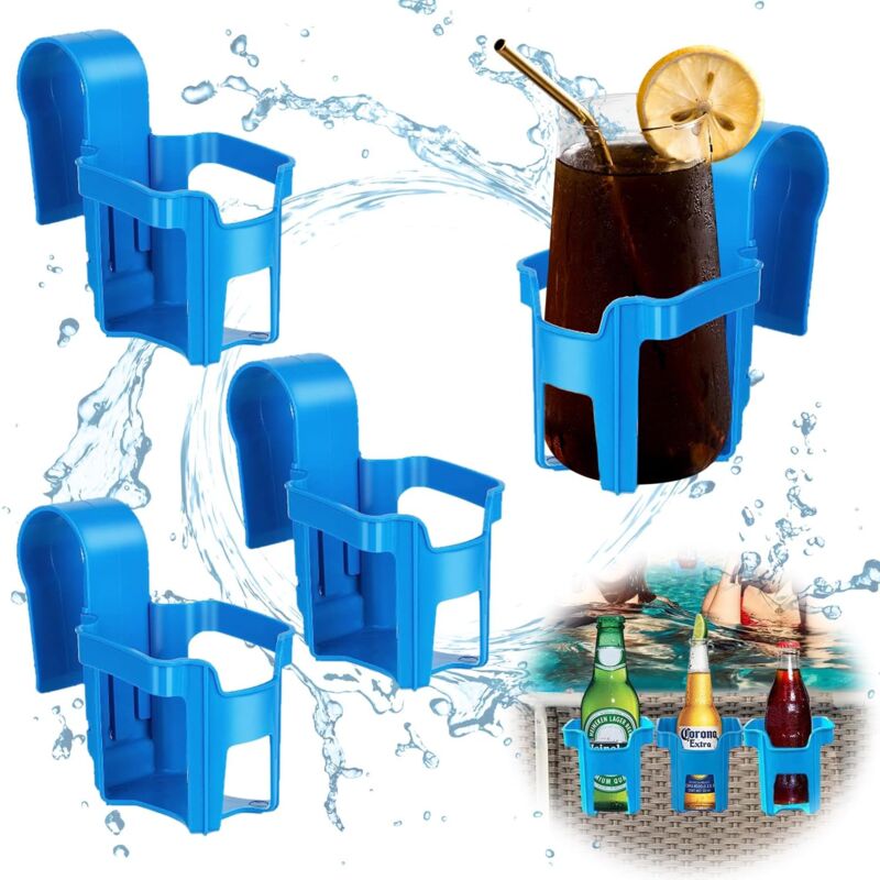 foto del prodotto portabicchieri da piscina kzq, 4 pezzi, portabottiglie da piscina, portabicchieri multifunzionale da piscina, per feste estive in spiaggia e vasche