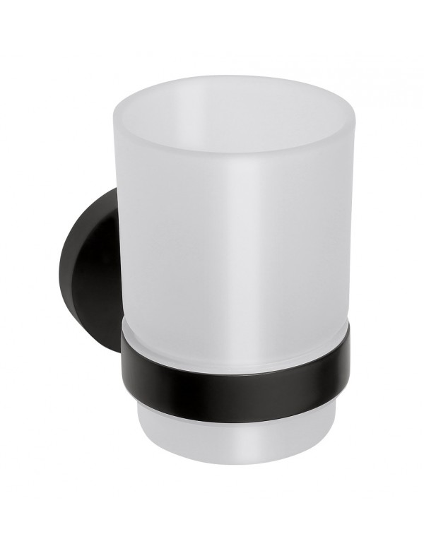 foto del prodotto portabicchieri dark in ottone nero e vetro 7x9,5x10,5cm