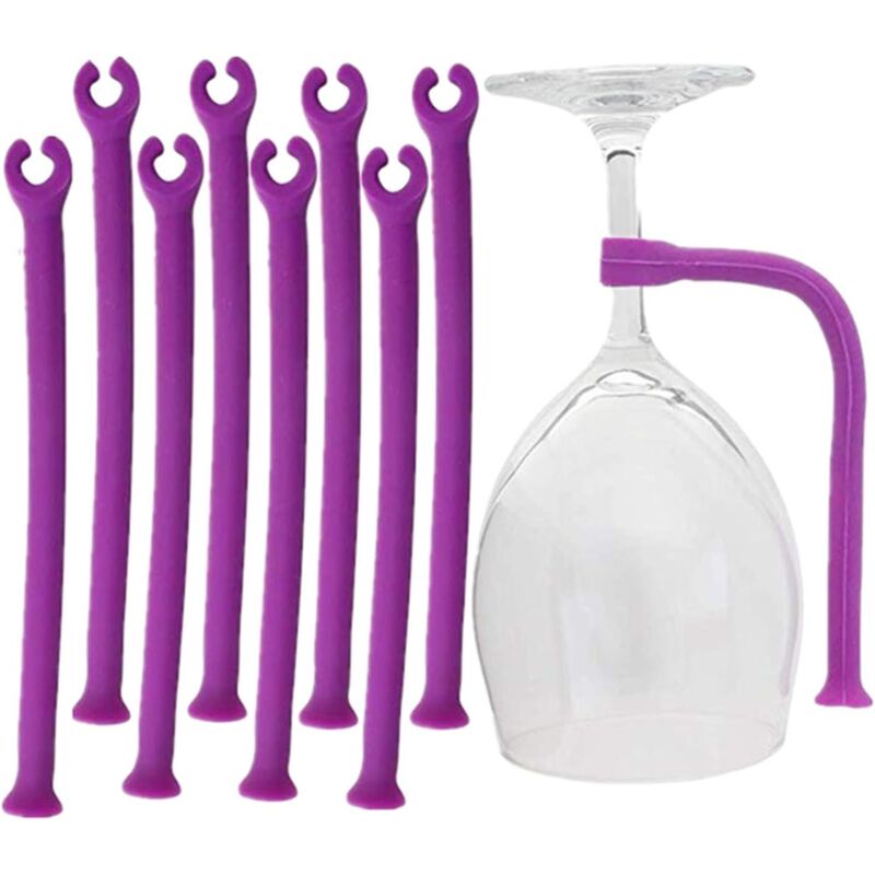 foto del prodotto portabicchieri per lavastoviglie, set da 8, viola portabicchieri in silicone lavabile in lavastoviglie pulisci i bicchieri in modo sicuro senza
