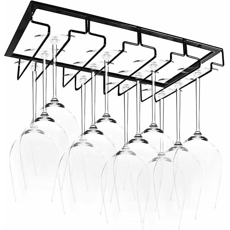 foto del prodotto portabicchieri sospeso con 4 binari, per 8 12 bicchieri, 40 x 22,5 x 5,5 cm, per bar e cucina