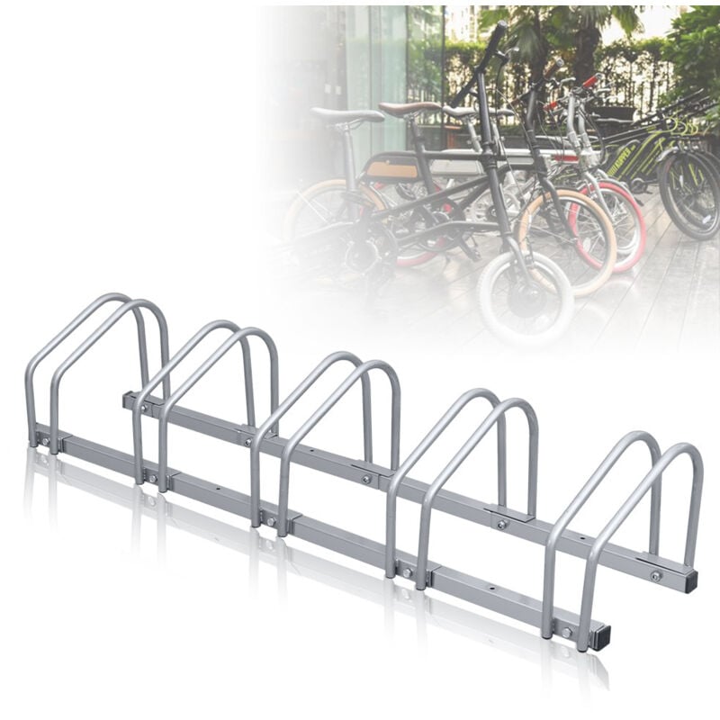foto del prodotto portabici per 5 biciclette, l.130 x l.32 x h.26 cm, portabici a pavimento e a parete swanew
