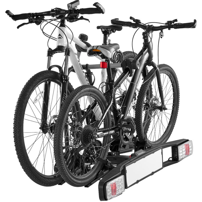 foto del prodotto portabici, portabici pieghevole e bloccabile, adatto per ricevitori da 5 cm, trasporta 2 bici con luce posteriore, capacit 65 kg mophorn