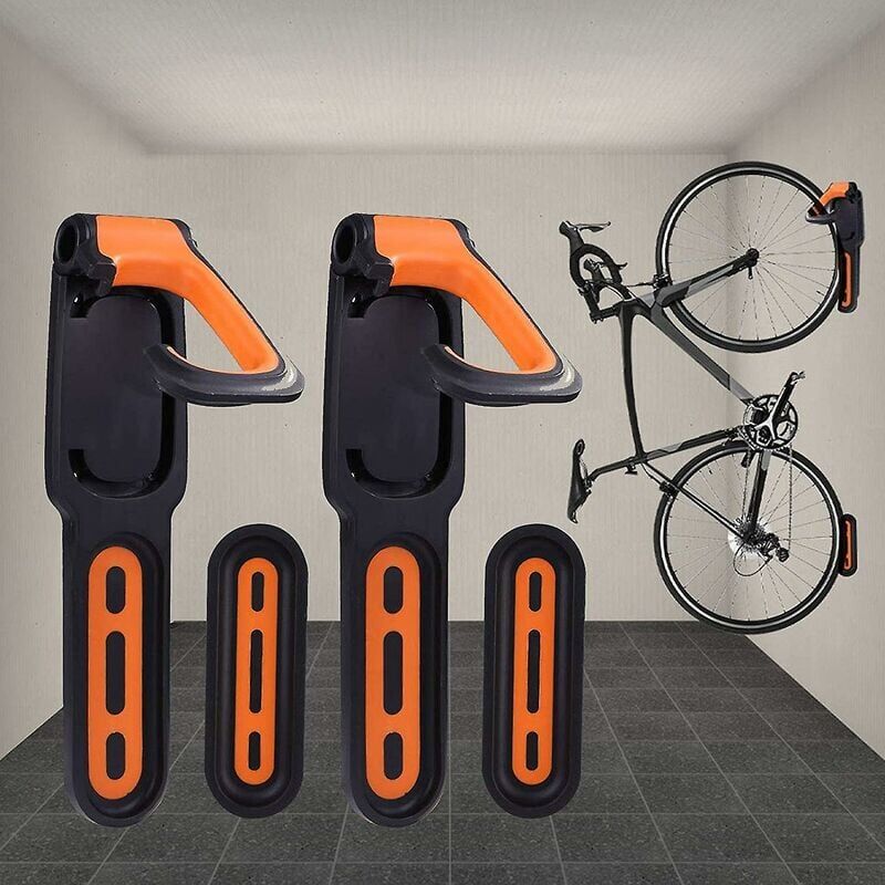 foto del prodotto portabiciclette, portabiciclette a parete con rivestimento in gomma, per 2 biciclette, supporti a parete per biciclette da interno ed esterno