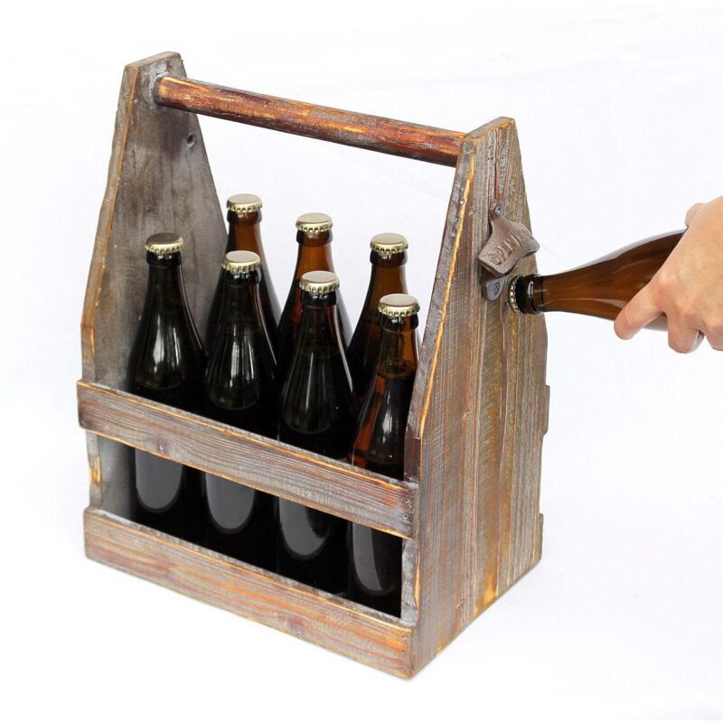 foto del prodotto portabirra con apribottiglie 5087 cassa per birra in legno 38 cm portabottiglie