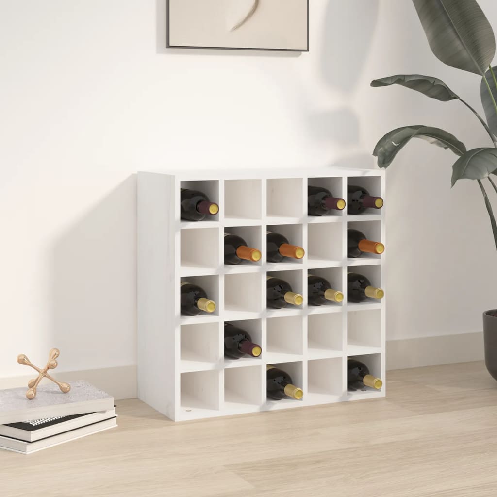 foto del prodotto portabottiglie bianco 56x25x56 cm in legno massello di pino cod mxl 51354