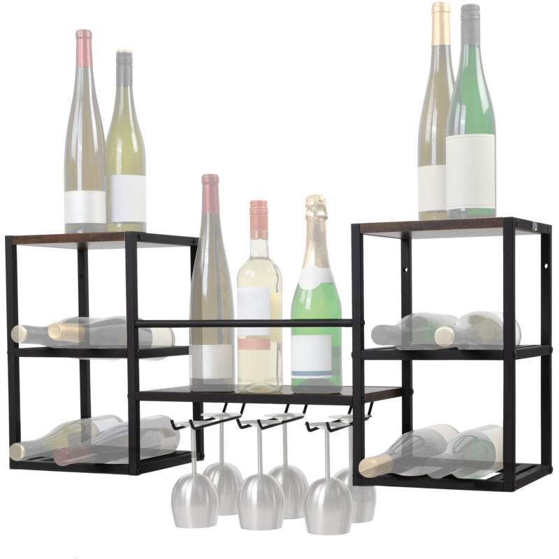 foto del prodotto portabottiglie da parete 88 x 25 x 40 cm portabicchieri da vino, mensola per bottiglie zelsius