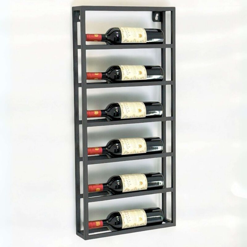 foto del prodotto portabottiglie da parete metallo nero design 96603 porta bottiglie portabottiglie vino porta vino dandibo
