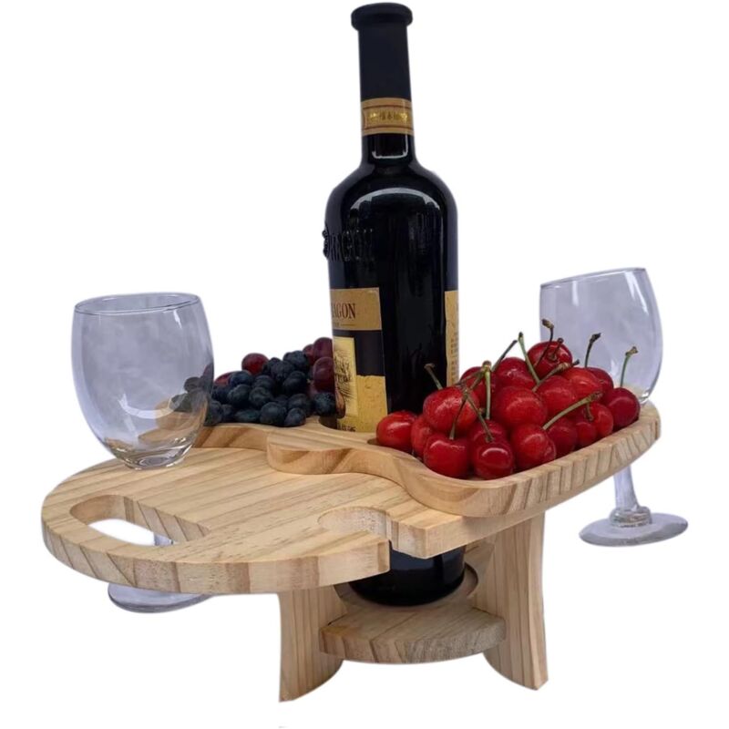 foto del prodotto portabottiglie da vino tavolo da vino portatile tavolo da vino pieghevole per esterni tavolo da picnic portatile creativo 2 in 1 portabicchieri da
