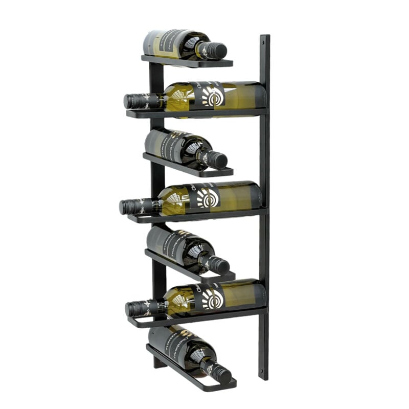 foto del prodotto portabottiglie in metallo nero angolare da parete 2 pezzi portabottiglie angolare 96326 portabottiglie da parete portabottiglie da parete moderno