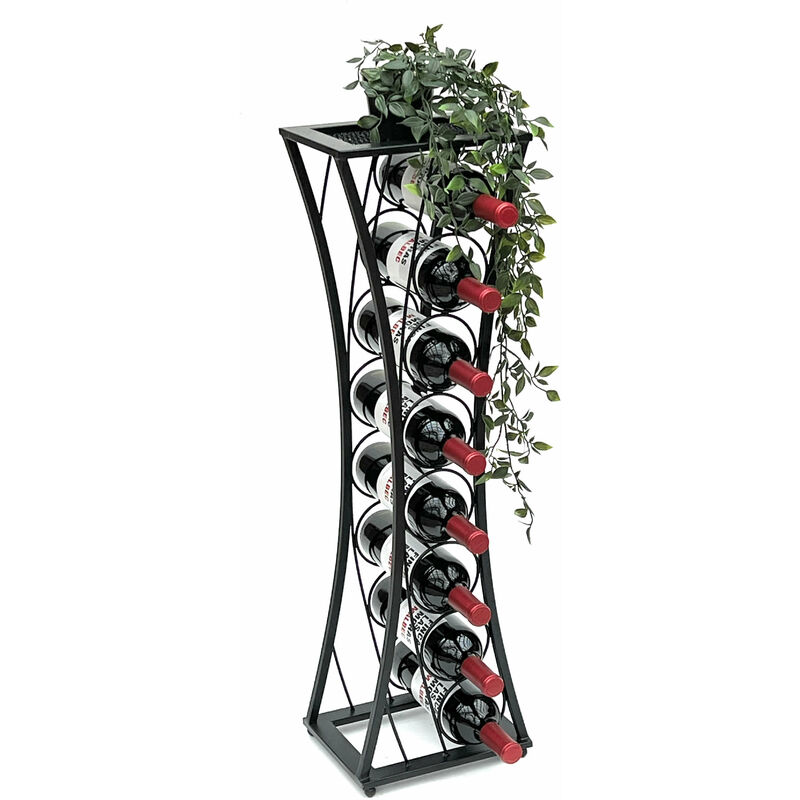 foto del prodotto portabottiglie in metallo nero in piedi mika 80 cm 96536 portabottiglie portabottiglie portabottiglie stretto moderno - dandibo