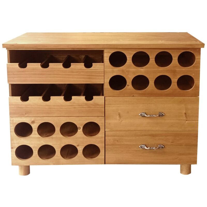 foto del prodotto portabottiglie l.90 x p. 32 x h. 69 cm in legno di abete e mdf naturale rioja