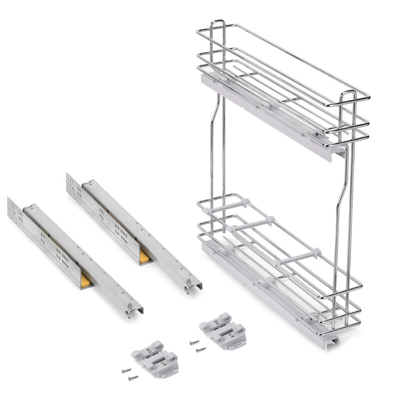 foto del prodotto portabottiglie laterale estraibile supramax con chiusura soft, cromato lucido, acciaio, moduli 150mm emuca