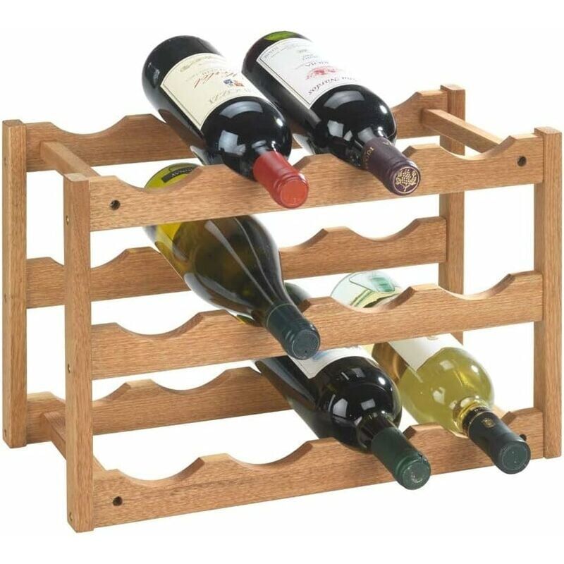 foto del prodotto portabottiglie, mensola per vino, portabottiglie, capacit 12 bottiglie, legno, norvegia