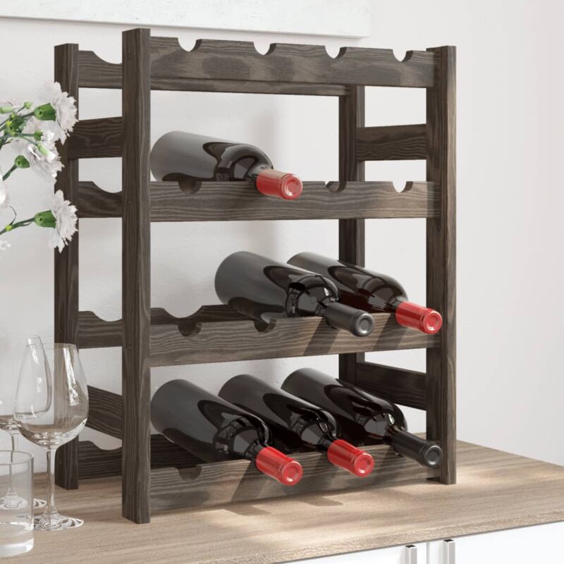 foto del prodotto portabottiglie per 16 bottiglie grigio legno massello di pino vidaxl