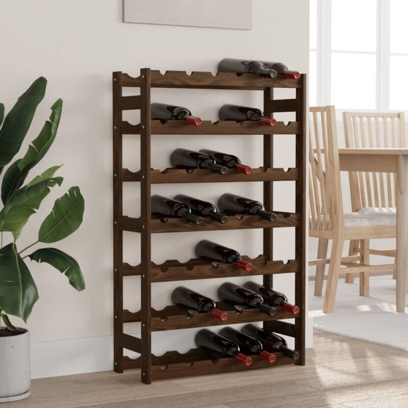 foto del prodotto portabottiglie per 42 bottiglie marrone legno massello di pino vidaxl