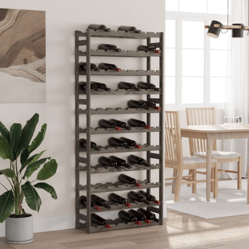 foto del prodotto portabottiglie per 77 bottiglie grigio legno massello di pino vidaxl