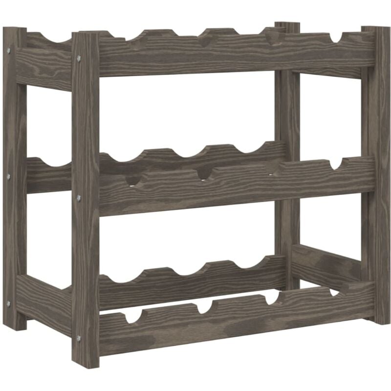 foto del prodotto portabottiglie portabottiglie per 12 bottiglie in legno di pino massiccio grigio dec024289