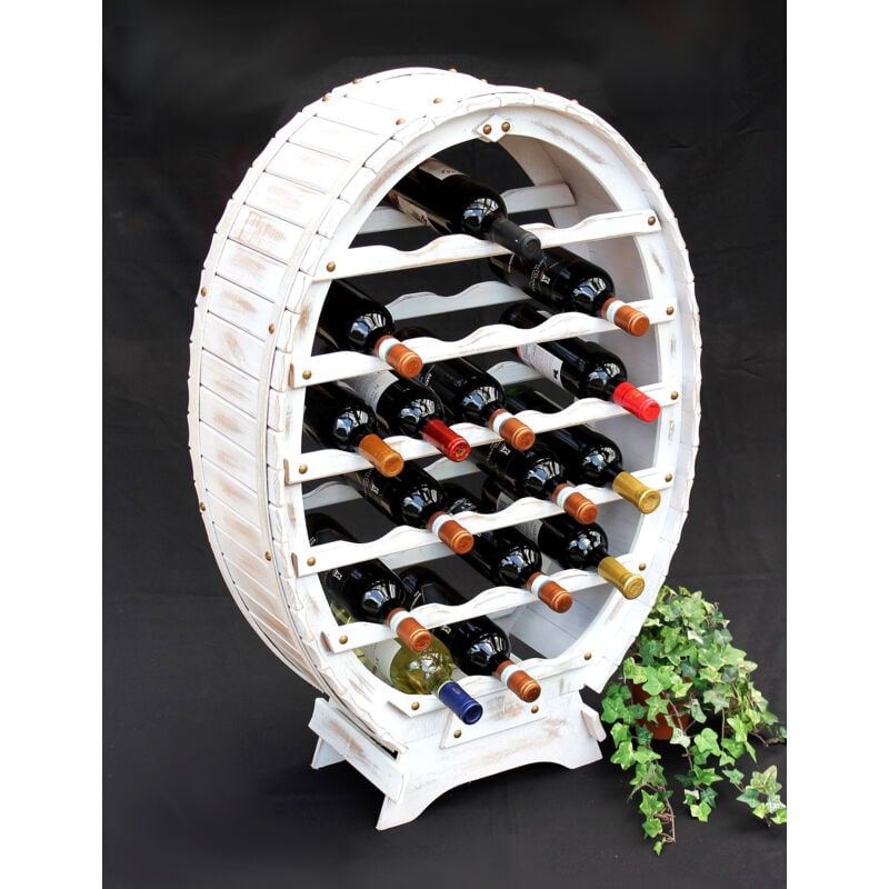 foto del prodotto portabottiglie vino bianco in legno per 24 bottiglie vintage shabby chic casa di campagna portabottiglie bar in piedi portabottiglie vino barile - dandibo