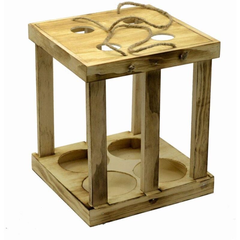 foto del prodotto portabottiglie vino legno rustico cm 22,2x22,3xh25,5