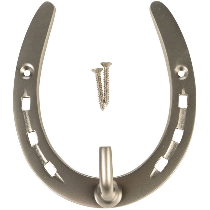 foto del prodotto portabriglie a forma di ferro di cavallo in ottone da appendere taglia unica, argento