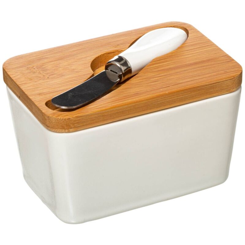 foto del prodotto portaburro in ceramica seramik con coltello, bianco 5five