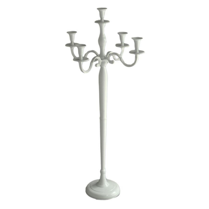 foto del prodotto portacandele candelabro alluminio bianco 5 posti cm45x45h100
