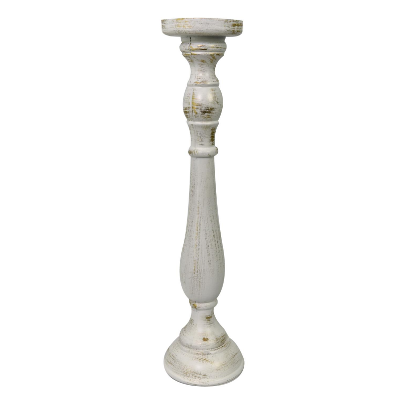 foto del prodotto portacandele candelabro legno bianco cm 11,5h47
