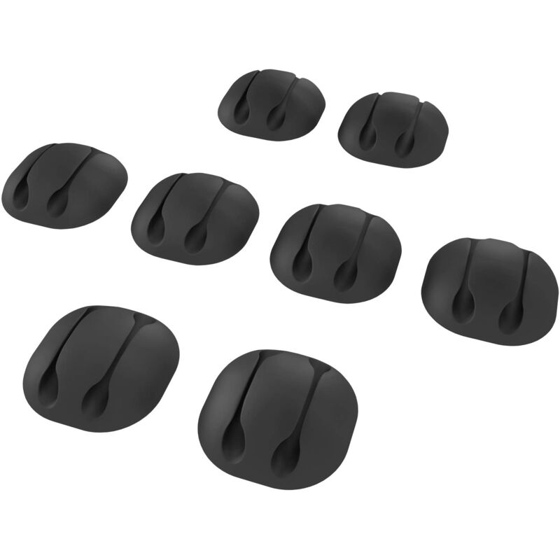 foto del prodotto portacavo autoadesivi 8 pezzi, elastici, per dare ordine ai cavi di carica e ai cavi dati sulla scrivania o in macchina, nero, top series