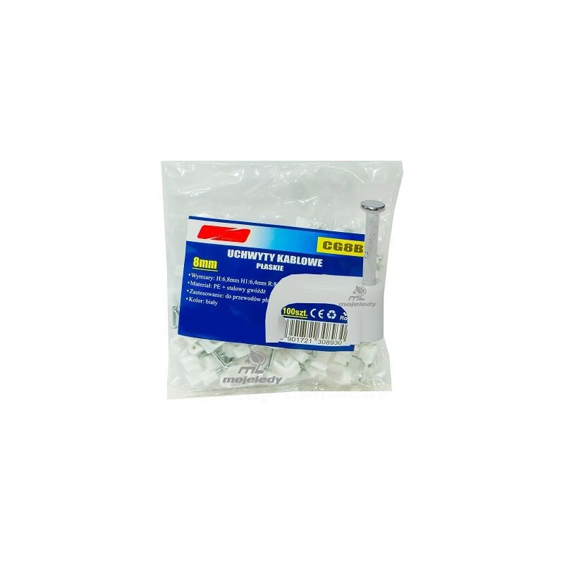 foto del prodotto portacavo piatto bianco 6.4 8 100 pz cg8b